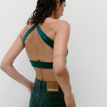 Nagnata Cross Back Wool Bralet Kelp on model