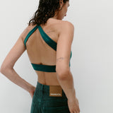 Nagnata Cross Back Wool Bralet Kelp on model
