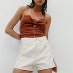 Nagnata Vegetable Dye Bermuda Short Bone White on model