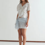 Cross Frill Top - White