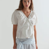 Cross Frill Top - White