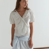 Cross Frill Top - White