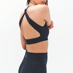 Nagnata Cross Back Wool Bralet Black on model