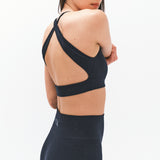 Nagnata Cross Back Wool Bralet Black on model