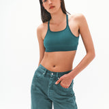 Nagnata Cross Back Wool Bralet Kelp on model