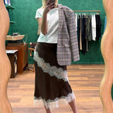 Silk Lace Midi Skirt - Chocolate Cream