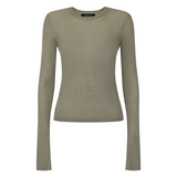 Sheer Essentias Long Sleeve Top - Taupe