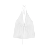 Open Frill Halter - White
