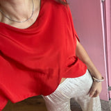 Leaf Top - Red Silk Crepe