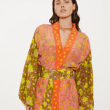 Alvita Silk Robe Dress - Melon Patchwork