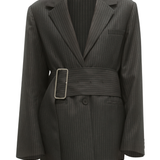 Margot Blazer - Grey Pinstripe