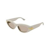 Bottega Veneta BV1189S007 White Round Frame Sunglasses