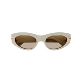 Bottega Veneta BV1189S007 White Round Frame Sunglasses