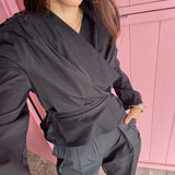 Long Sleeve Chaimberlain Top - Black Tech Taffeta