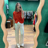 Leaf Top - Red Silk Crepe