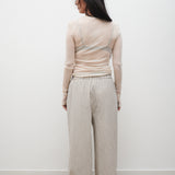 Cotton Silk Paper Bag Pants - Slate Stripe