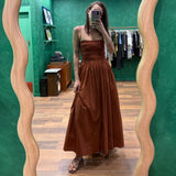 Shirred Bodice Dress - Garnet