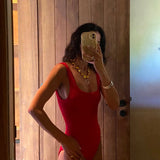Coverage Square Neck Swim - Red