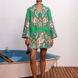 Alémais Porter Mini Dress in Printed Linen – front view | Peggy Concept Store