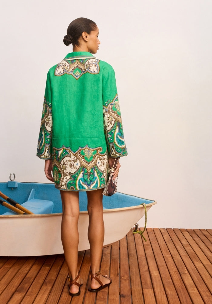 Alémais Porter Mini Dress in Printed Linen – back view | Peggy Concept Store