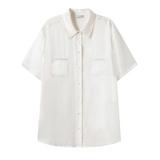 Short Sleeve Boyfriend Shirt - White