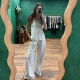 Crushed Halter Top - Petite Pinstripe