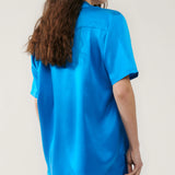 Short Sleeve Boyfriend Shirt - Coast Blue
