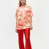 Short Sleeve Boyfriend Shirt - Rabbit Amaranth