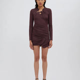 Venus Looped Long Sleeve Dress - Mahogany
