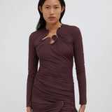 Venus Looped Long Sleeve Dress - Mahogany