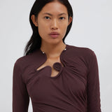 Venus Looped Long Sleeve Dress - Mahogany