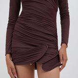 Venus Looped Long Sleeve Dress - Mahogany