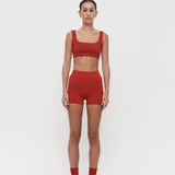 Houndstooth Wool Mini Short - Crimson