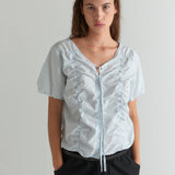 Crinkle Top - Powder Blue Stripe