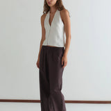 Double Button Pant - Brown Stripe