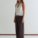 Double Button Pant - Brown Stripe