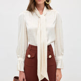 Evanora Top - Floral Trail Jacquard Champagne