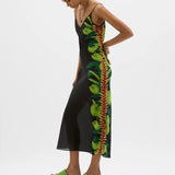 Silk Chiffon - Yin Palms Maxi Dress