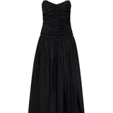 Gathered Drop Waist Dress - Black