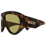 GG2128S Sunglasses – Havana Green | Gucci I Logo embossed side view close up