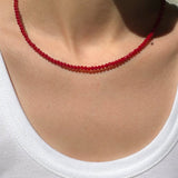 Red Glass Crystal bead Necklace