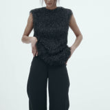 Garbo Top - Black Tinsel