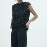 Garbo Top - Black Tinsel