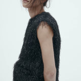 Garbo Top - Black Tinsel