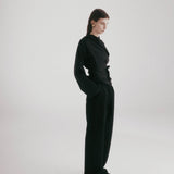 Long Sleeve Chaimberlain Top - Black Tech Taffeta