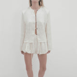 Eileen Top - Ivory Jacquard Satin