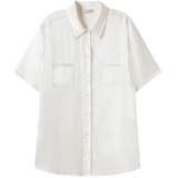 Short Sleeve Boyfriend Shirt - White