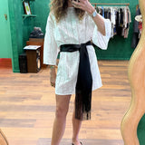 Magyar Broderie Tee Dress - White