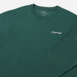 Script Embroidered Long Sleeve Tee - Green