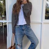 Wool Cardigan – Taupe Melange